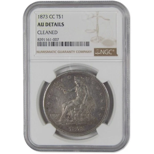 1873 CC Trade Silver Dollar AU Details NGC $1 Coin SKU:I24288