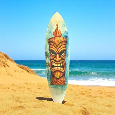 Tiki Surfboard Wall Art   Tropical PVC Decor, Outdoor Tiki Sign, 3 - 5 Feet