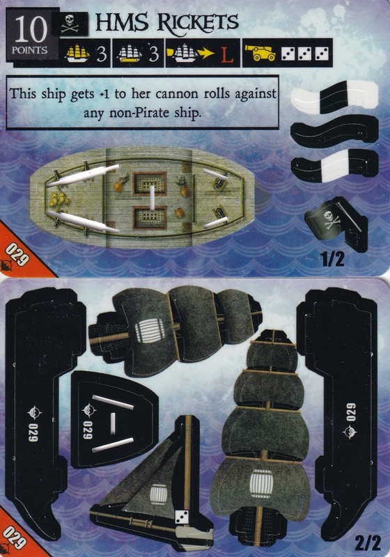WizKids Pirates at Ocean's Edge #029 HMS Rickets (Common) ship new unpunched