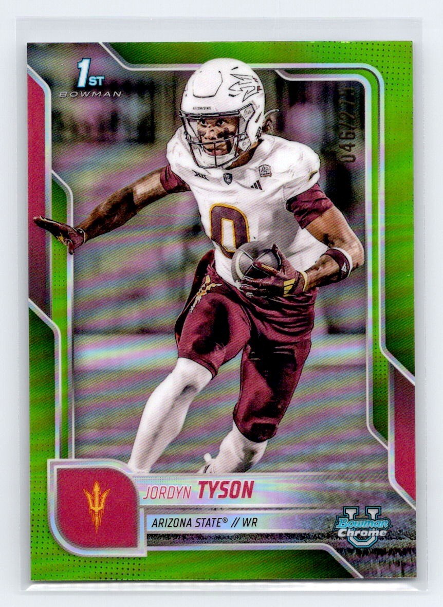 Jordyn Tyson 2025 Bowman University Chrome #31 1st Bowman Lime Green /275