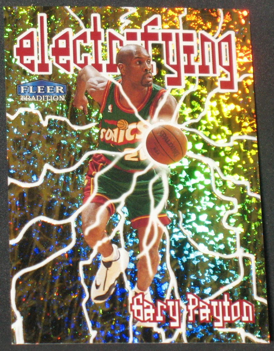 Gary Payton 1998-99 Fleer Tradition Electrifying Insert #9 Seattle Supersonics