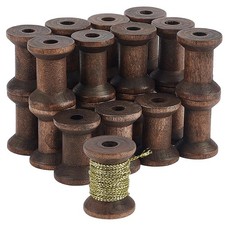 30Pcs Antique Wooden Empty Spools, 1.18" Empty Thread Spools Wooden Ribbon Sp...