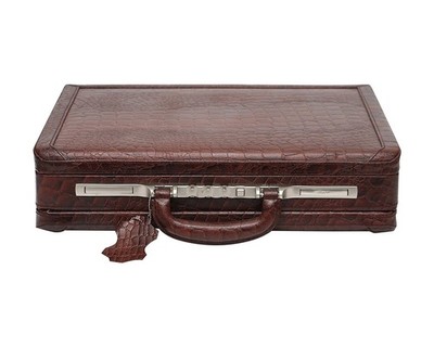 Genuine Leather CROCO Briefcase Bag 18 Inch With Lock Messenger Attache