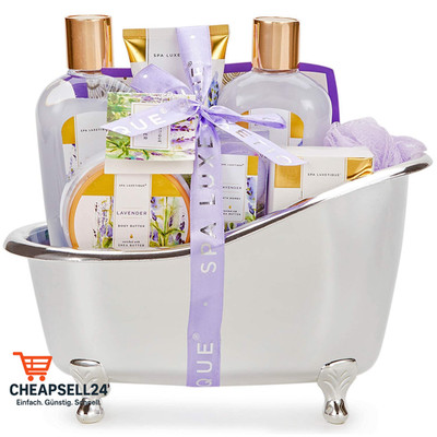 SPA LUXETIQUE 8tlg Wellnessset mit Lavendelöl Badesalz Badewanne