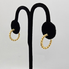 Goldtone Hoop Earrings Twisted Rope Textured Pierced Classic Minimalist Capsule