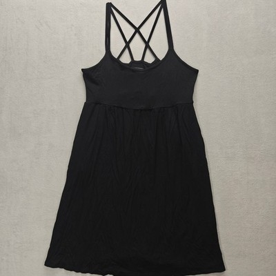 Cynthia Rowley Black Jersey Strappy Dress Women Large Normcore Minimalist Casual