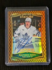 Matthew Knies 2023-24 UD Stature Orange Rookie Auto /50 #42 Toronto Maple Leafs
