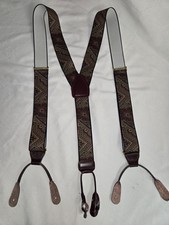 Vintage CAS W Germany Suspenders Ribbon Leather Button On Style