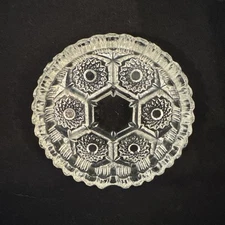 Vintage Ashtray Italian Pressed Glass Sawtooth Cut Crystal Starburst Pattern