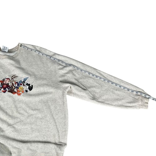 Felpa Warner Brothers Looney Tunes vintage Y2K taglia XL girocollo grigio chiaro - Foto 11 di 12