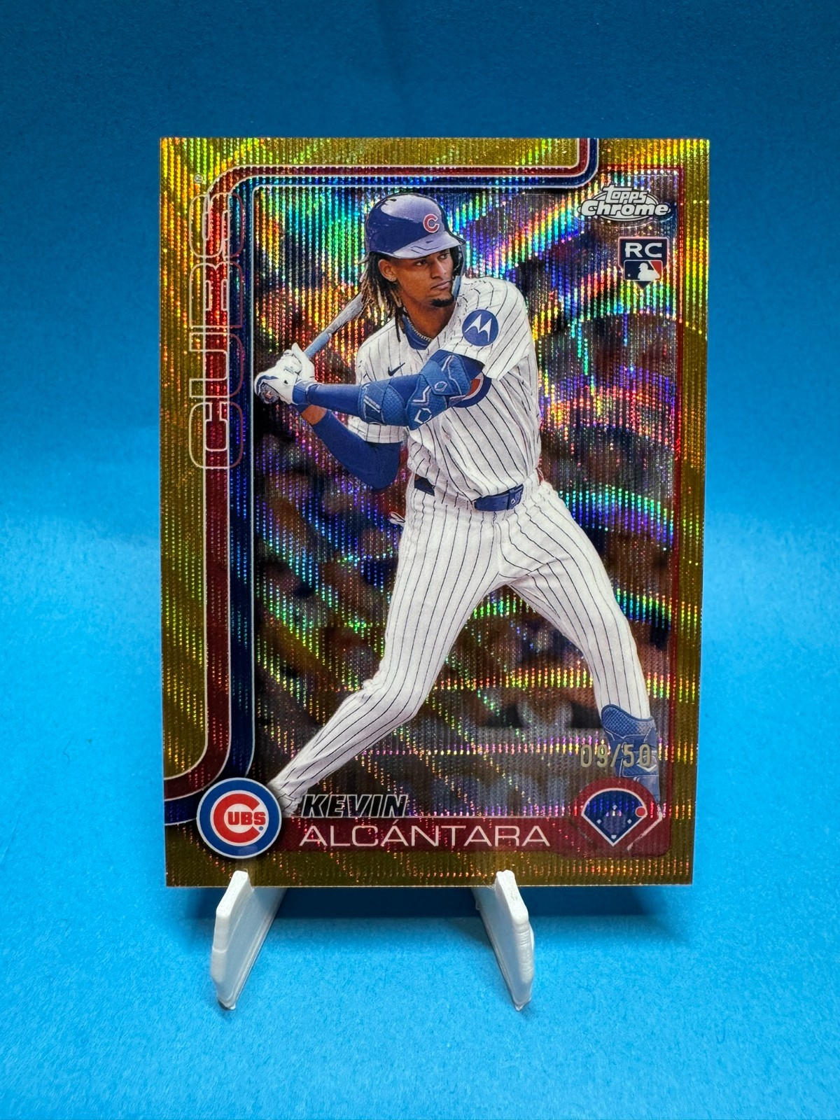 2025 Topps Chrome #173 Kevin Alcantara Gold Wave /50 RC Chicago Cubs