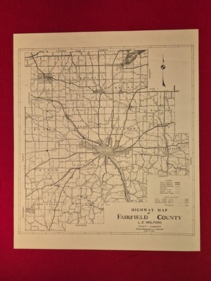Vintage Highway Map Of Fairfield County Ohio 14''×16.5'' Paper