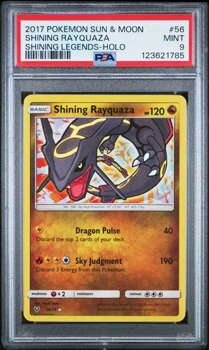 2017 POKEMON SUN & MOON SHINING LEGENDS #56 SHINING RAYQUAZA-HOLO PSA 9
