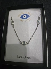 Luca+Danni Silver Over Brass Evil Eye Station Necklace