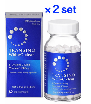 Transino White C clear L-Cystein Vitamin C 240 Tabletten für 60 Tage 2er Set