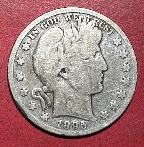 1895 US Barber SILVER Half Dollar "Philadelphia" Mint! Good Details! Old Coin!