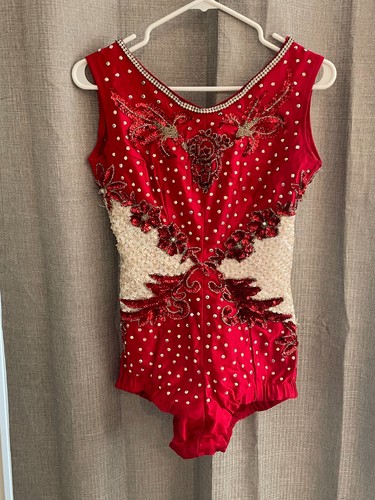 Vintage 1970’s Majorette/Twirler/Dance Sequined Spandex Costume (Red w/White)