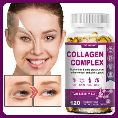 Premium Collagen Peptides Pills Hydrolyzed Anti-Aging (Types I,II,III,V,X) 120X