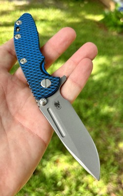 Hinderer XM-18 Fullered Spear 3.0  Working Finish Black / Blue G10 - CPM20CV New