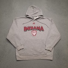 VINTAGE Adidas Indiana Hoosiers Hoodie Sweatshirt Grey Red Men Size Medium Y2K