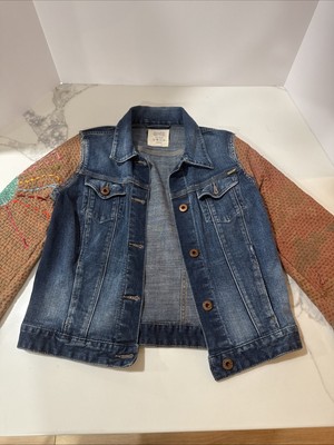 MORA Made With Love Upcycled Denim Jacket Woman Size Small