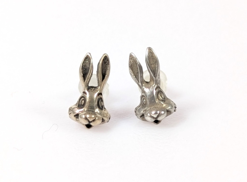 Sterling Silver TINY 9mm Easter Bunny Rabbit Face… - image 2