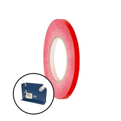 6 Rolls Poly Bag Packing Tape 3/8'' x 180 Yards with Dispenser Red Color