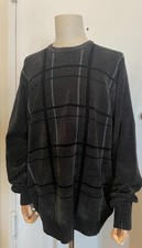 New Dockers Men  s Crewneck Sweater XL Dark Charcoal Gray Plaid Knit Pullover