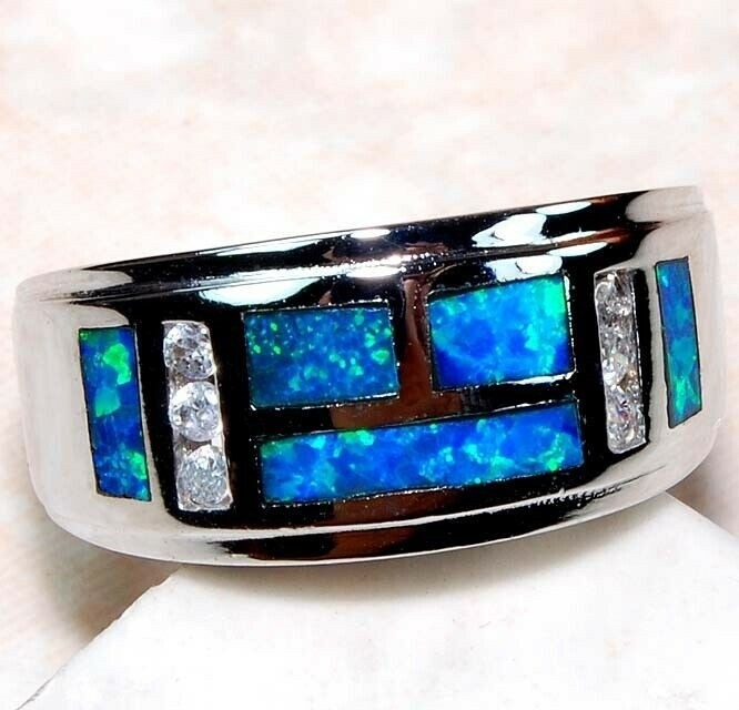 Australian Opal Inlay 925 Sterling Silver Ring Jewelry Sz 6 GA3-4