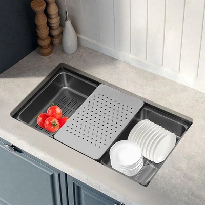 Edelstahlspüle Küchenspüle Multifunktionalem Spüle Küche 76x45.8cm Kitchen Sink