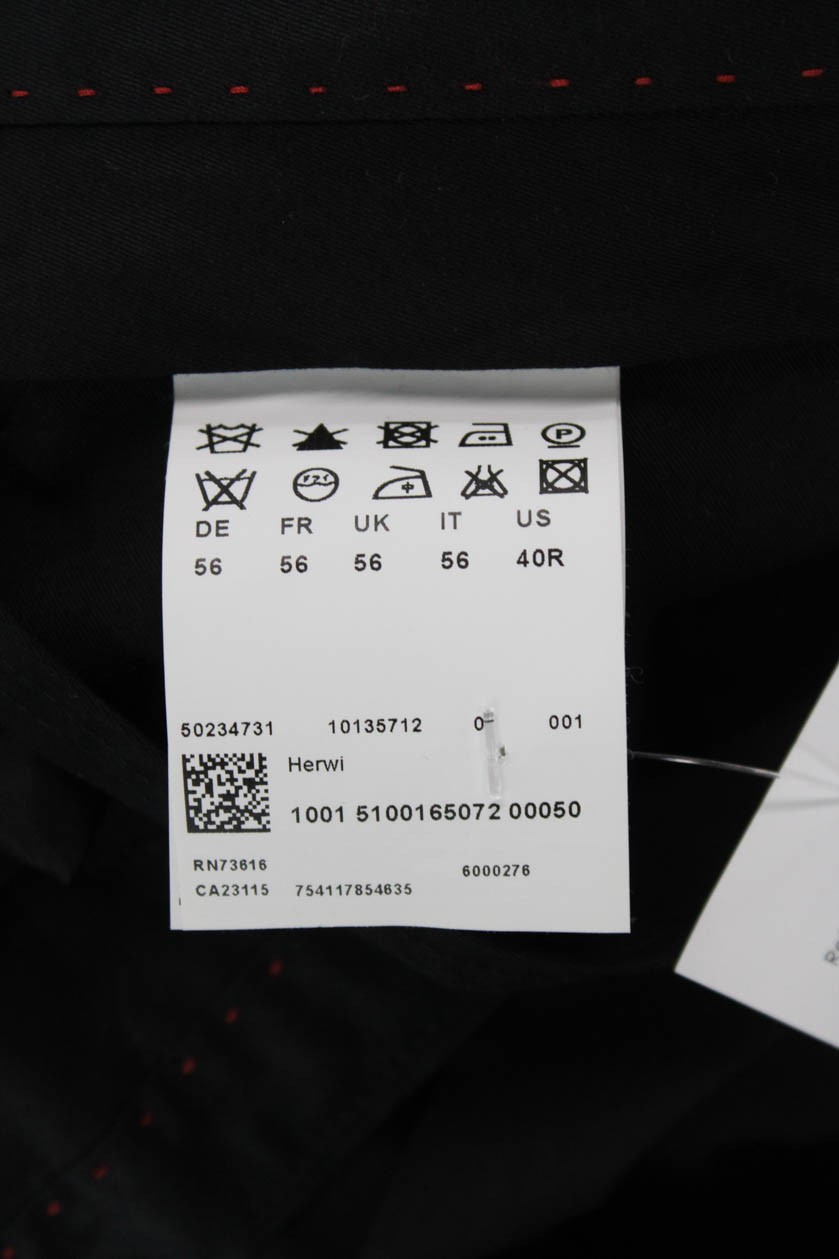 Boss Hugo Boss Mens Slim Leg Creased Herwi Dress Pants Black Wool Size 40 thumbnail 5