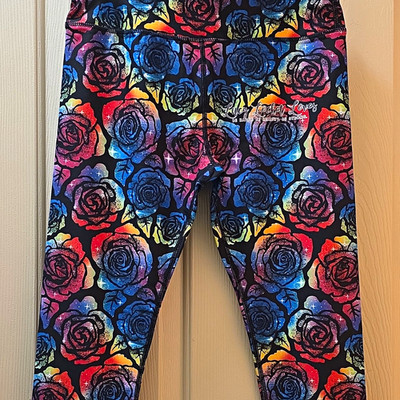 Lucy Locket Loves Womens Ankle Leggings Floral Multicolor Black S High Rise