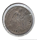 1891 Seated Liberty US American Dime 10 Ten Cent Silver Coin Wreath