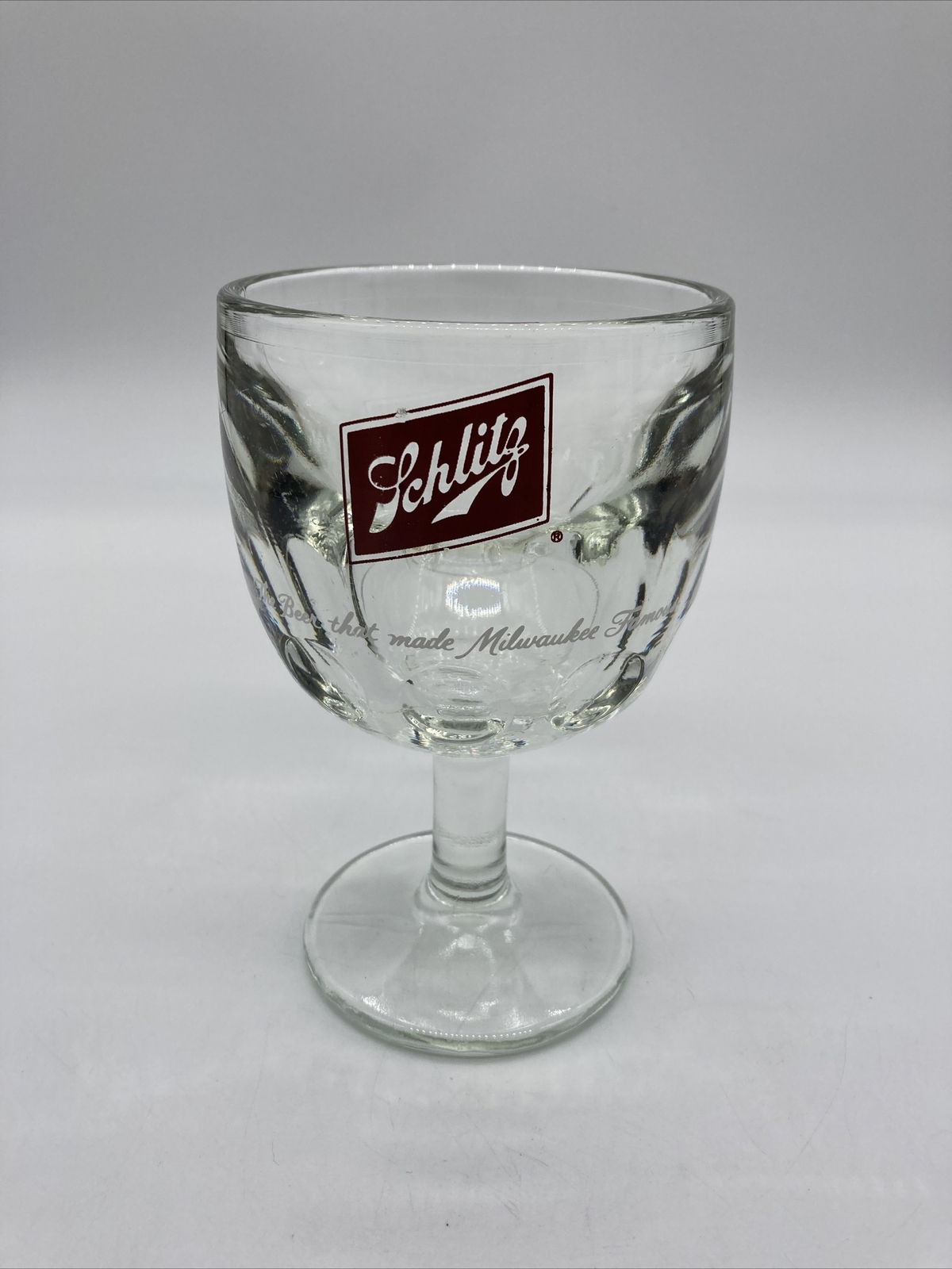 Vintage SCHLITZ BEER Glass Thumbprint Goblet The Beer That Made