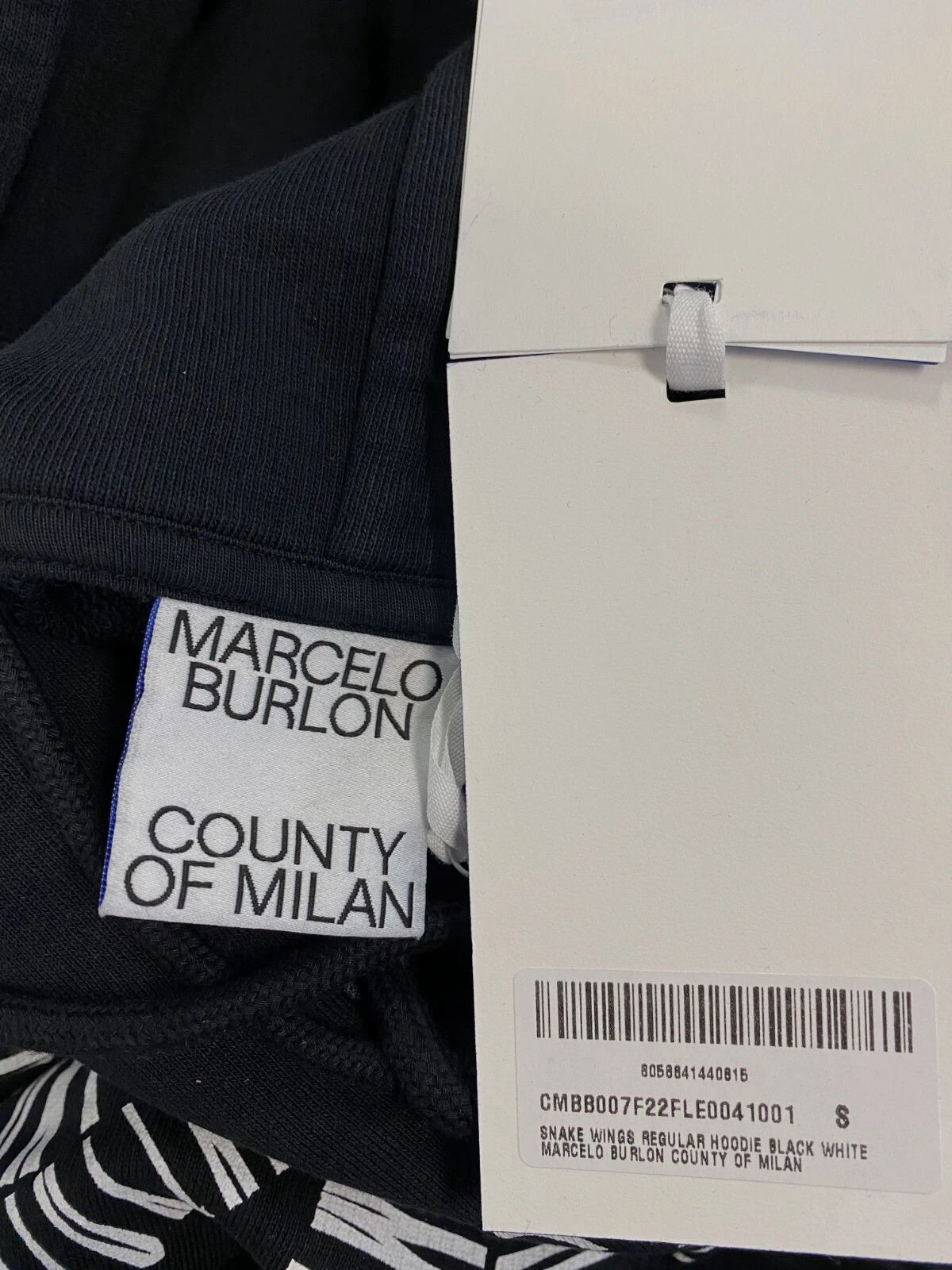Felpa con cappuccio e coulisse Marcelo Burlon uomo nera ali di serpente taglia S $445