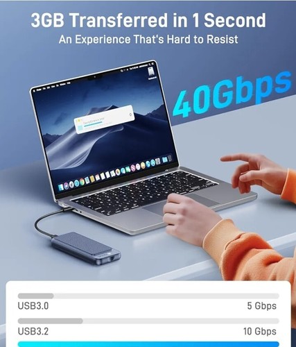40Gbps M.2 NVMe SSD Enclosure, Maintenance-Free, Dual-Sided Raised Heatsink,... - Afbeelding 3 van 12