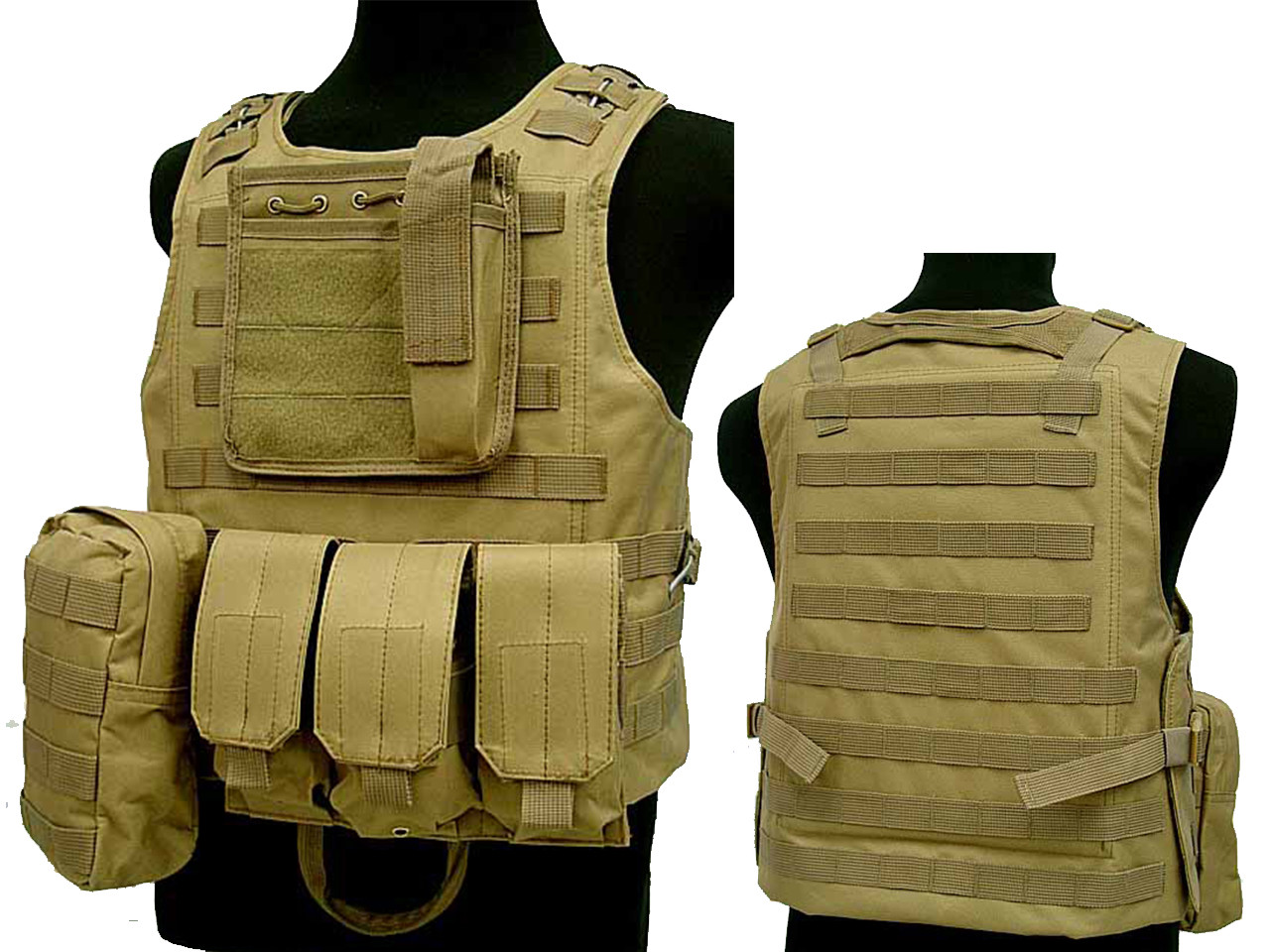 Tactical Assault Molle Combat Vest Magazine Pouch Airsoft Paintball Military Tan Tactical Assault Molle Combat Vest Magazine Pouch Airsoft Paintball Military Tan