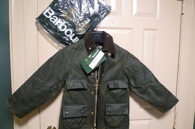 BARBOUR- A100 KID'S BEDALE WAX COTTON JACKET -4 FRONT POCKETS-NOS- MADE @ UK- 28