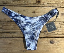 Zaful Women  s Size M Blue White High Waist Bikini Bottom NWT