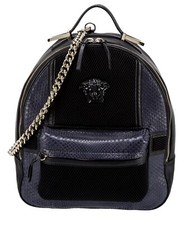 Rare Versace Palazzo Medusa Black Python & Leather Backpack