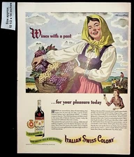 1943 Italian Swiss Colony California Burgundy Wine Woman Vintage Print Ad 37972
