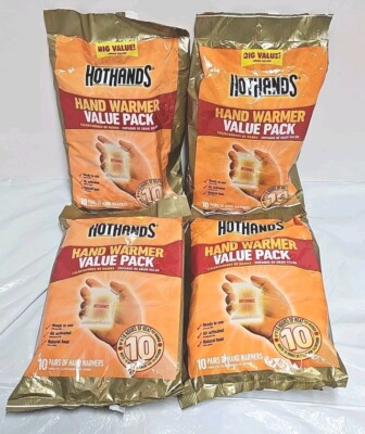 Lot Of 4 HotHands Hand Warmer Value Pack( 10 count) Packs Expiration Exp 8/27