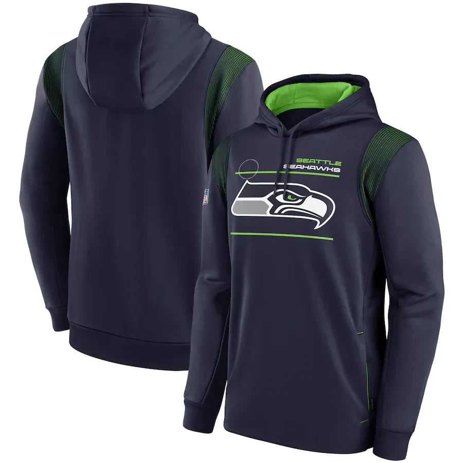 Men s Seattle Seahawks Hoodie Sideline Logo Performance Pullover