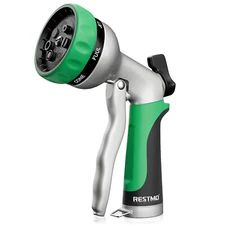 Garden Hose Nozzle, Heavy Duty Metal Water Hose Nozzle with 7 Spray Patterns-USA