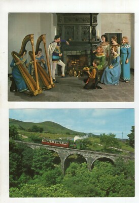 2 Vintage Large Post Cards - Snowdon Mountain Railway - Ruthin Castle - Wales UK