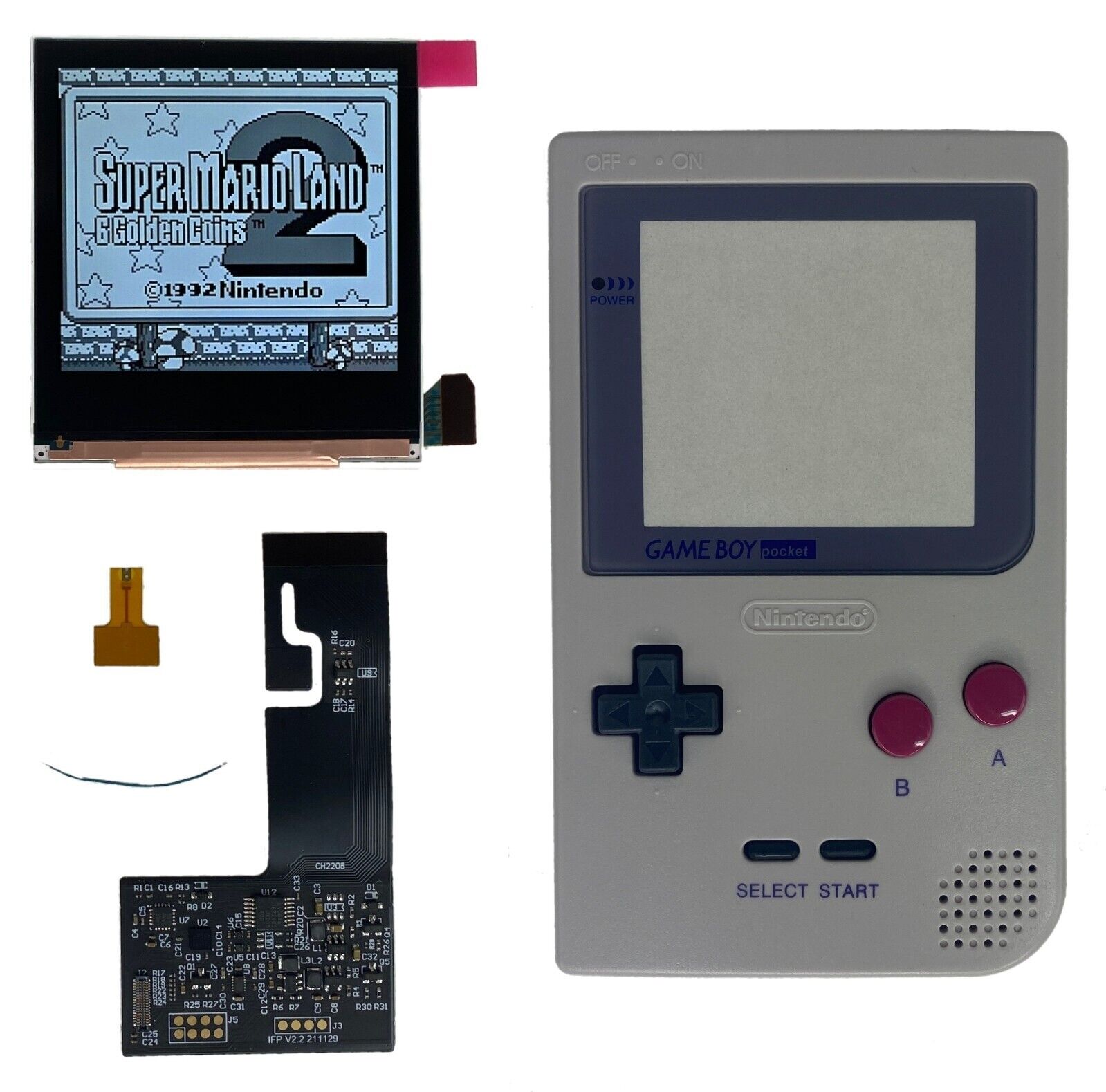 Gameboy Pocket with FunnyPlaying Retro Pixel IPS Backlit Backlight Mod Game  Boy