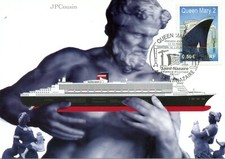 MAXIMAPHILIE / CARTE MAXIMUM PREMIER JOUR / PAQUEBOT QUEEN MARY 2 / 2003