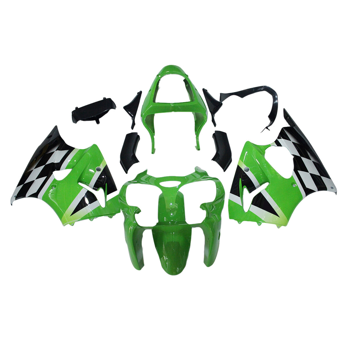  グリーン ジャージ A2/2XL Black White Green Fairings for Ninja ZX6R ZX600J 2000 - 2002