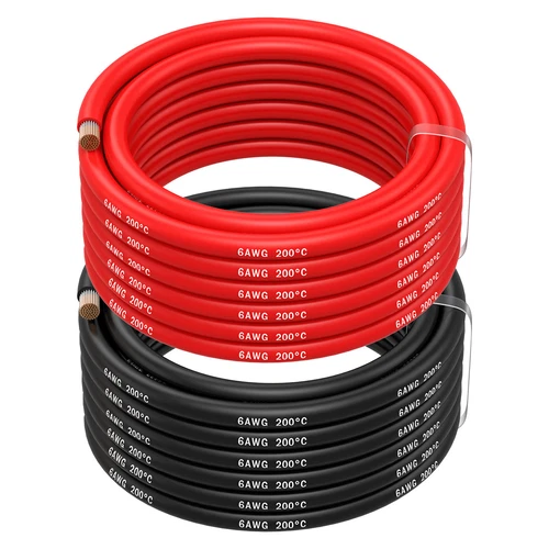6 AWG Silicone Electronics Cable - 6 Gauge (13.3mm²) - 2 Cables Each 5m / 16.4ft