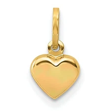 14K Gold Small Hollow Heart Charm Pendant Jewelry 11mm x 6mm